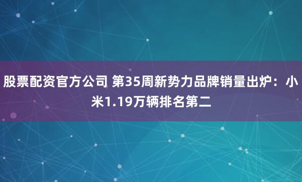 股票配资官方公司 第35周新势力品牌销量出炉：小米1.19万辆排名第二